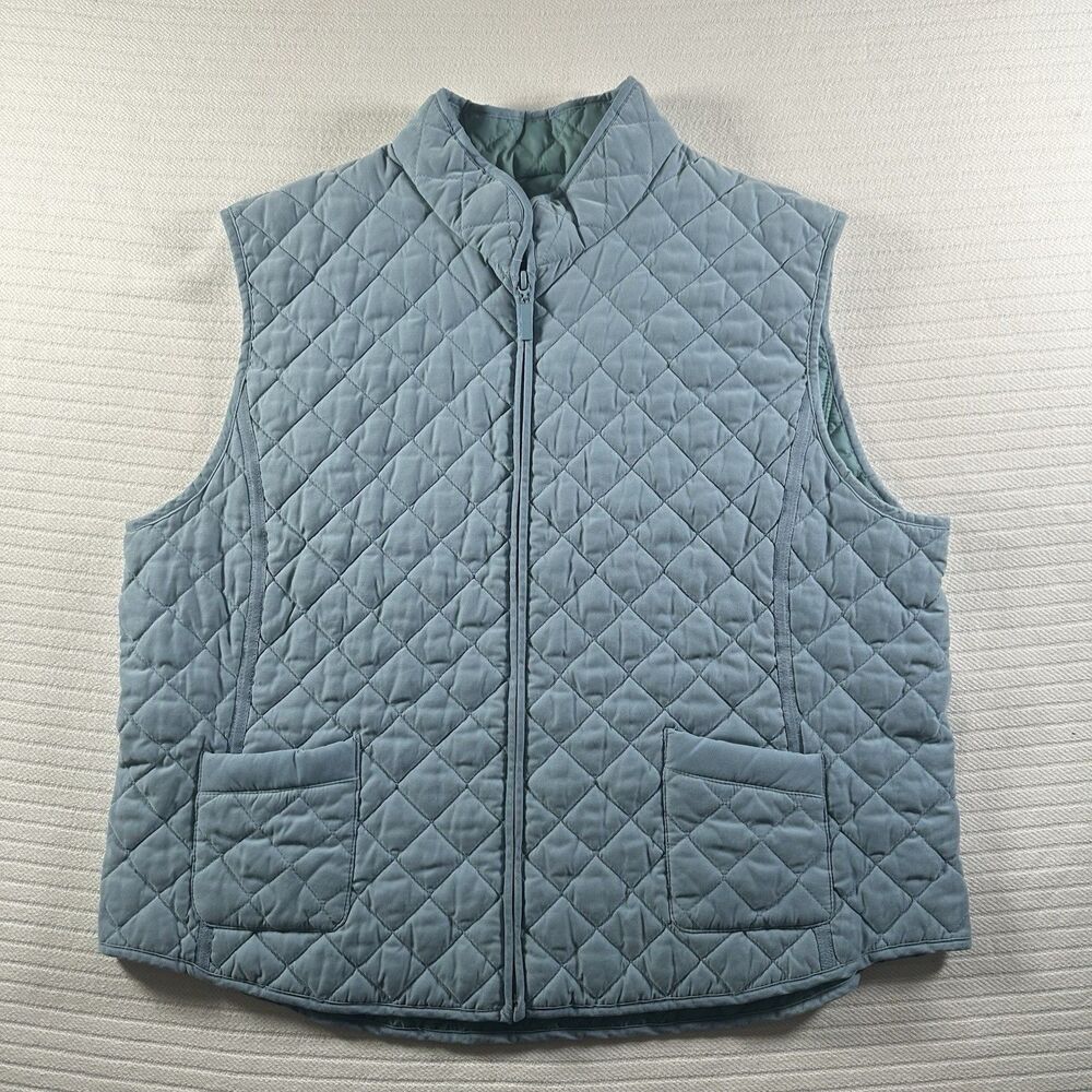 VAN HEUSEN Women’s Quilted Puffer Vest XL Blue Full Zip